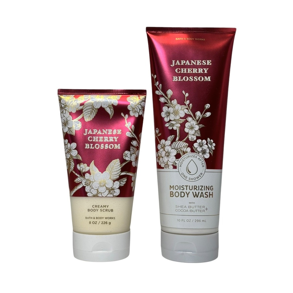 Bath‎ & Body Works Japanese Cherry Blossom Body Wash and Creamy Body Scrub Set